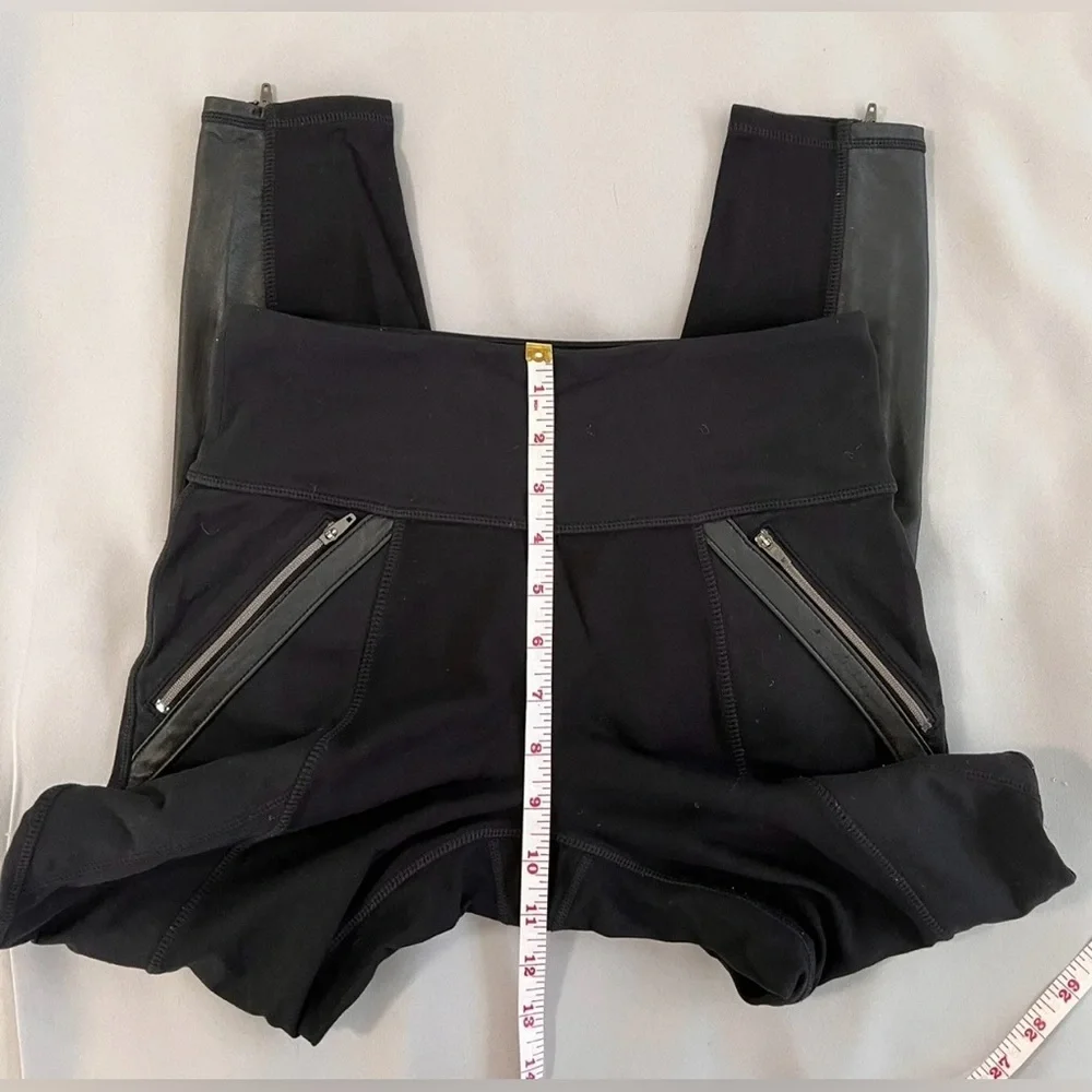 Athleta Womens Leggings Sz Small Black Luxe Ponte Faux Leather High Waisted‎